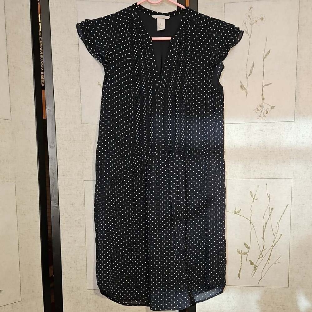 H&M Black and White Polka Dot Midi Dress